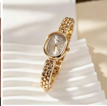 Montre Femme Cadran Ovale Doré Champagne