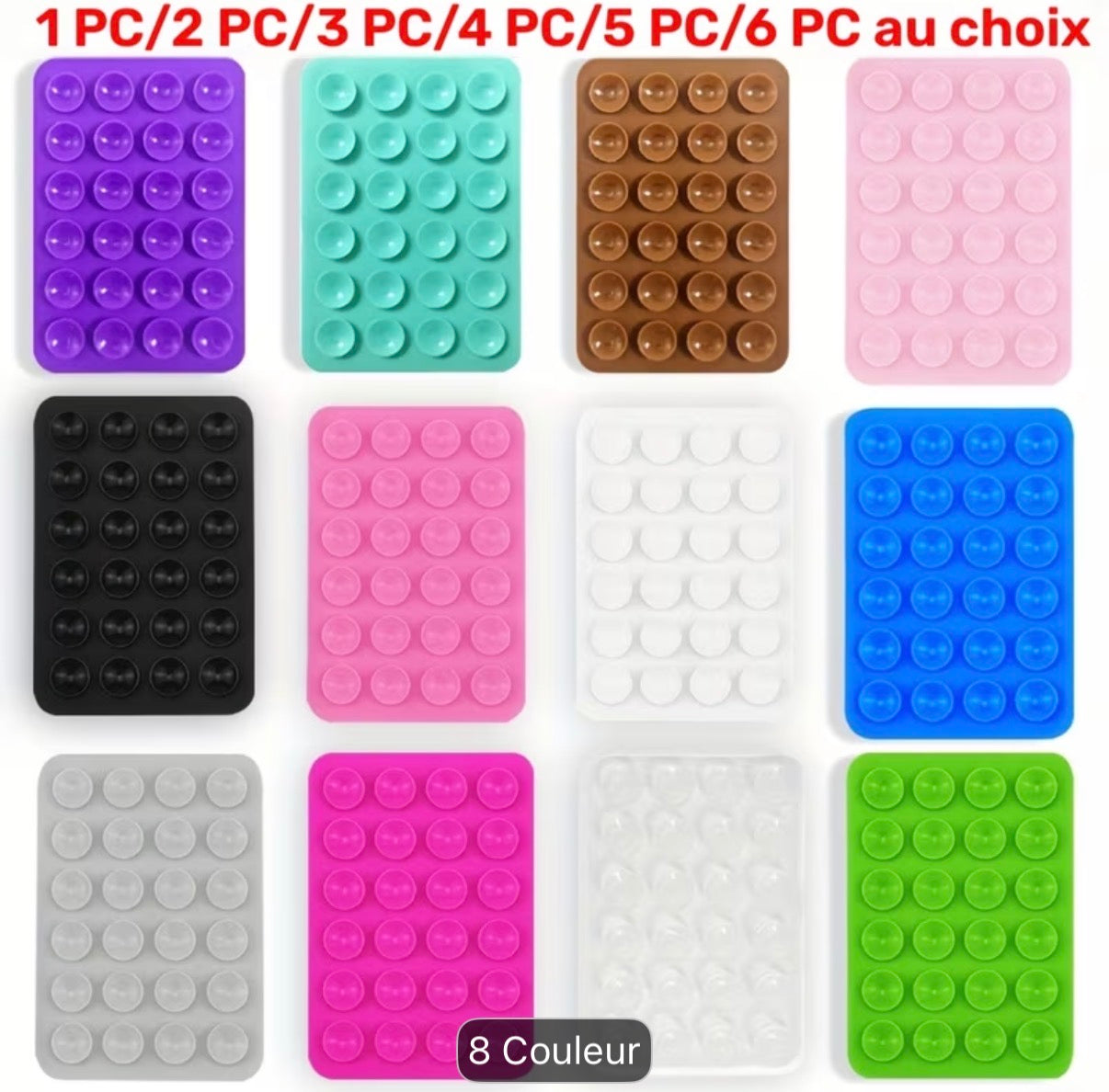 Tapis ventouses silicone double face en 8 couleurs