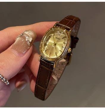 Montre Femme Casio Carrée Dorée Cuir Marron
