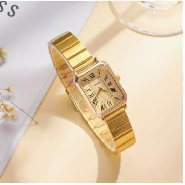 Montre Femme Dorée Cadran Rectangle