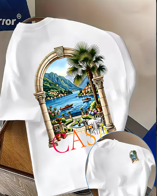 T-Shirt Unisexe Imprimé CASA Paysage Méditerranéen